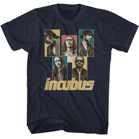 Other - Incubus Band Member Boxes Navy Adult T-Shirt